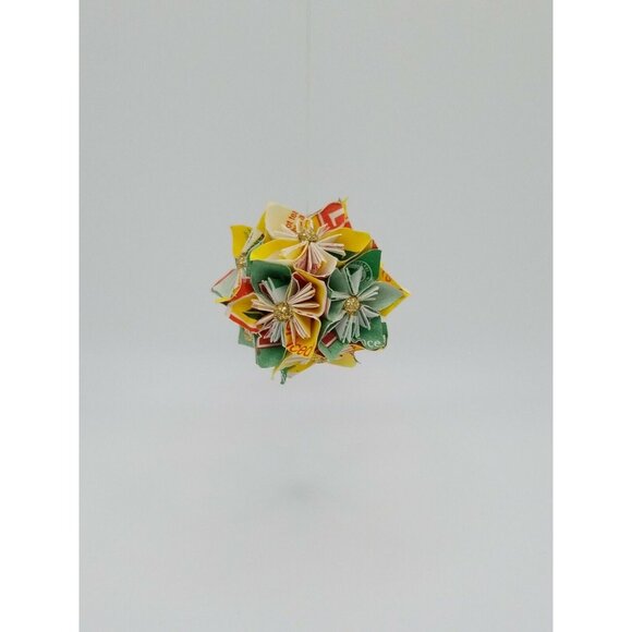 Exclusive Handmade Original, One of a Kind Piece, Hanging Kusudama Flower Ball - Picture 2 of 5